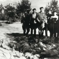An open grave in Pruzhany containing the bodies of 22 men who disappeared early in the war.