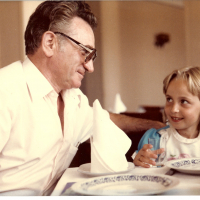 Thomas Blatt with his 1st grandchild in Poland (date unknown)