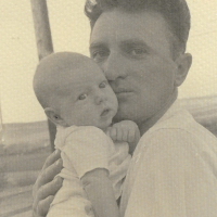 Thomas Blatt with infant son (Van Nuys, 1959)