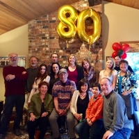 Joe Lewinsohn (front in the baseball cap) at his 80th birthday.