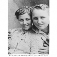 Ann (left) with an unidentified girl in Poland, 1944