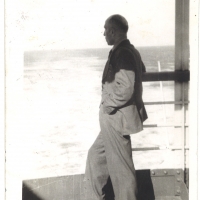 James' father on board the S.S. Washington en route to New York, 1937.