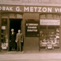 Family business, father at the door, Copenhagen, 1936.