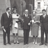 Tom and Rose's wedding, with Tom's parents Pavel and Irena, and brother Petr.