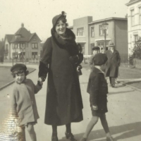 Ada with her mother and her brother Leo, on the street in Meppel, Holland.