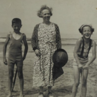 Brother Leo, mother Marie and Ada, at the beach, 1935.