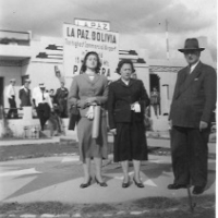 Gerda, Friedrich, and Gisela at the La Paz airport, 1954
