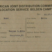 15. Fritz Roer Displaced Person Registration Card 