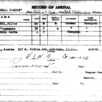17. Stefanie, Julius, and Ruth Fleischer’s Record of Arrival in the United States